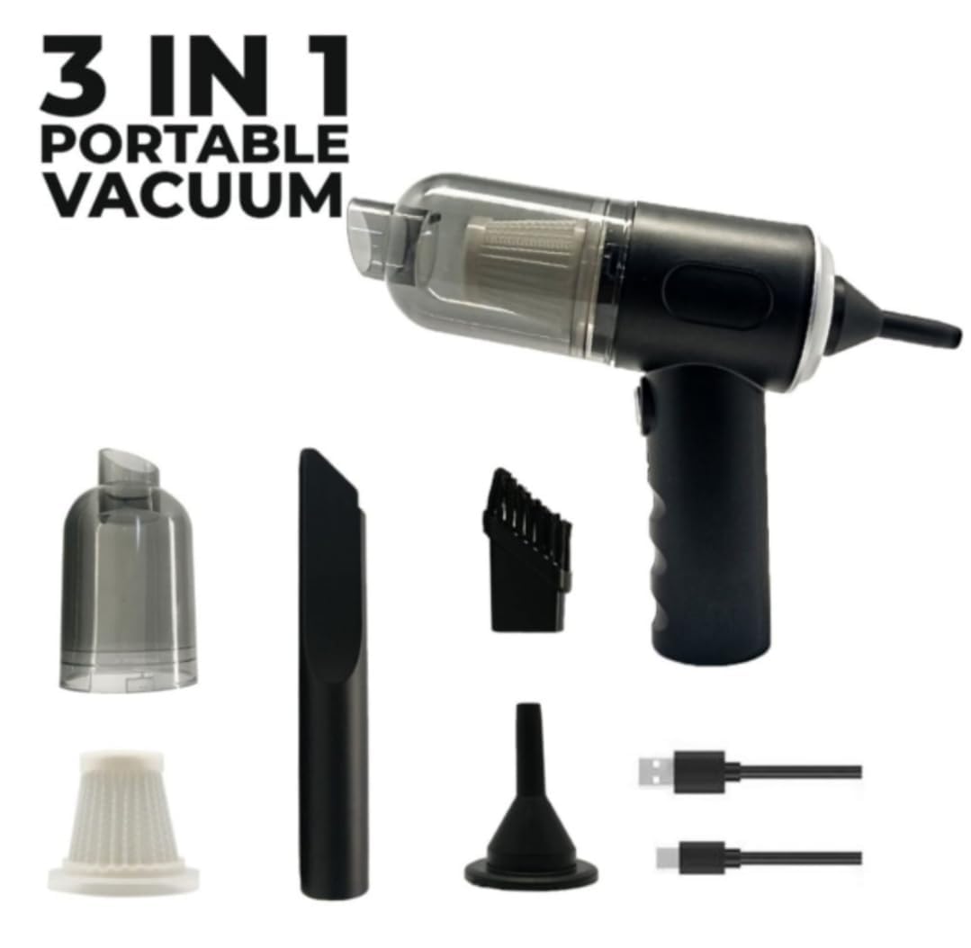 3 in 1 Portable Cordless Vacuum Cleaner for Car & Home, Rechargeable Mini Handheld Vacuum