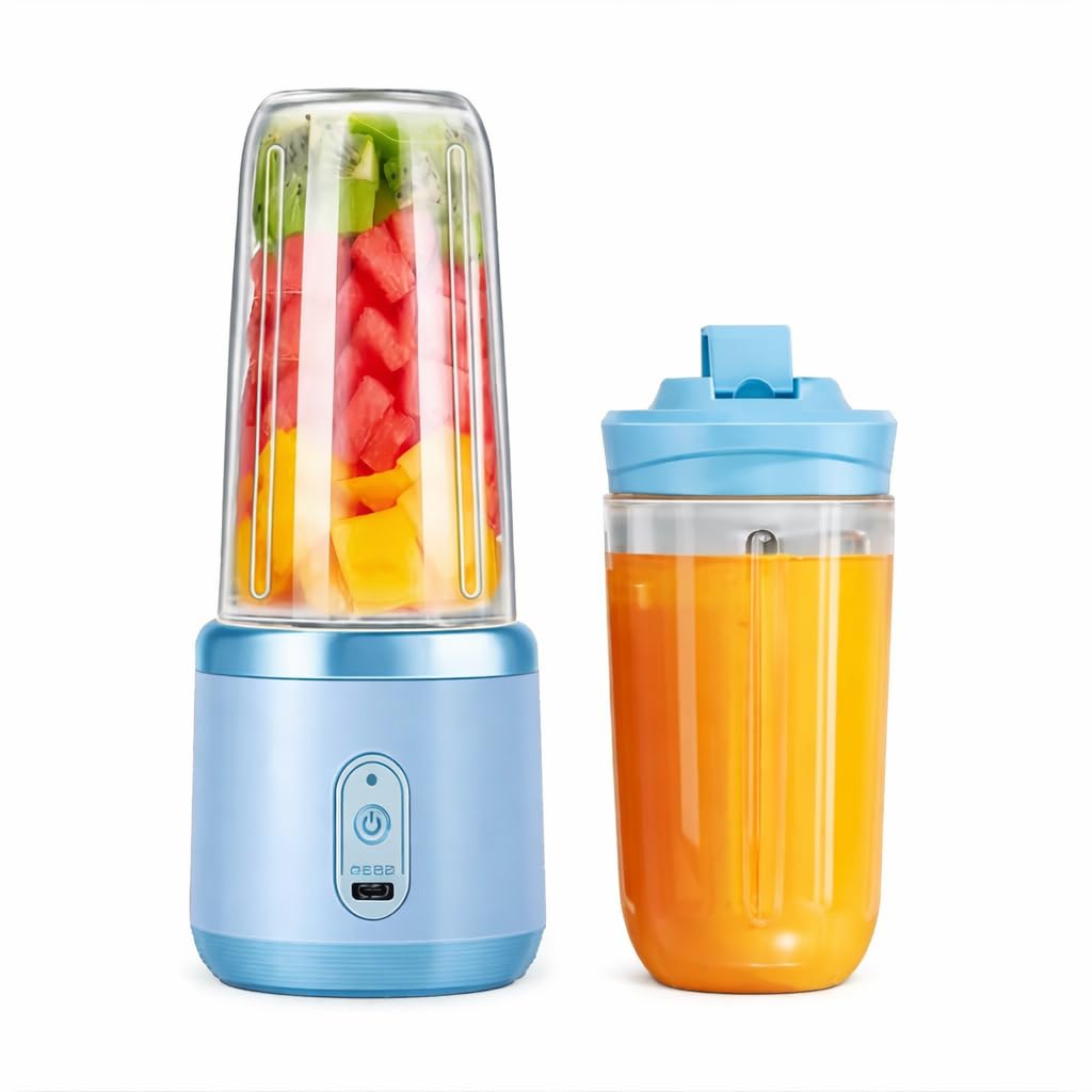 Portable Rechargeable Juicer Blender 400ml with Extra Cup, USB Electric Mixer for Smoothies & Shakes
